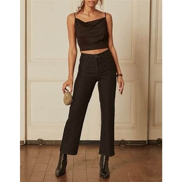 Boyish Mikey Black Beauty High Rise Wide Leg Ankle Jeans Size 24 - Picture 3 of 12